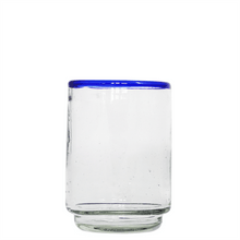 Load image into Gallery viewer, Med Blue Rim Stacking Glass
