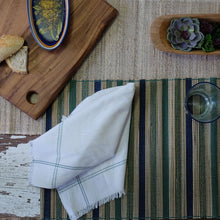 Load image into Gallery viewer, Blue/Green Stripe Jute Placemat
