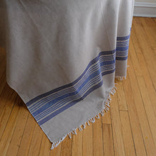 Load image into Gallery viewer, Wheat with Blue Stripes Tablecloth
