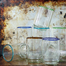 Load image into Gallery viewer, Large Aqua Rim Stacking Glass
