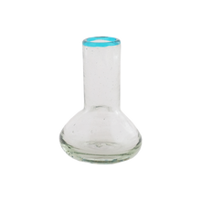 Load image into Gallery viewer, Small Aqua Rim Bulb Vase
