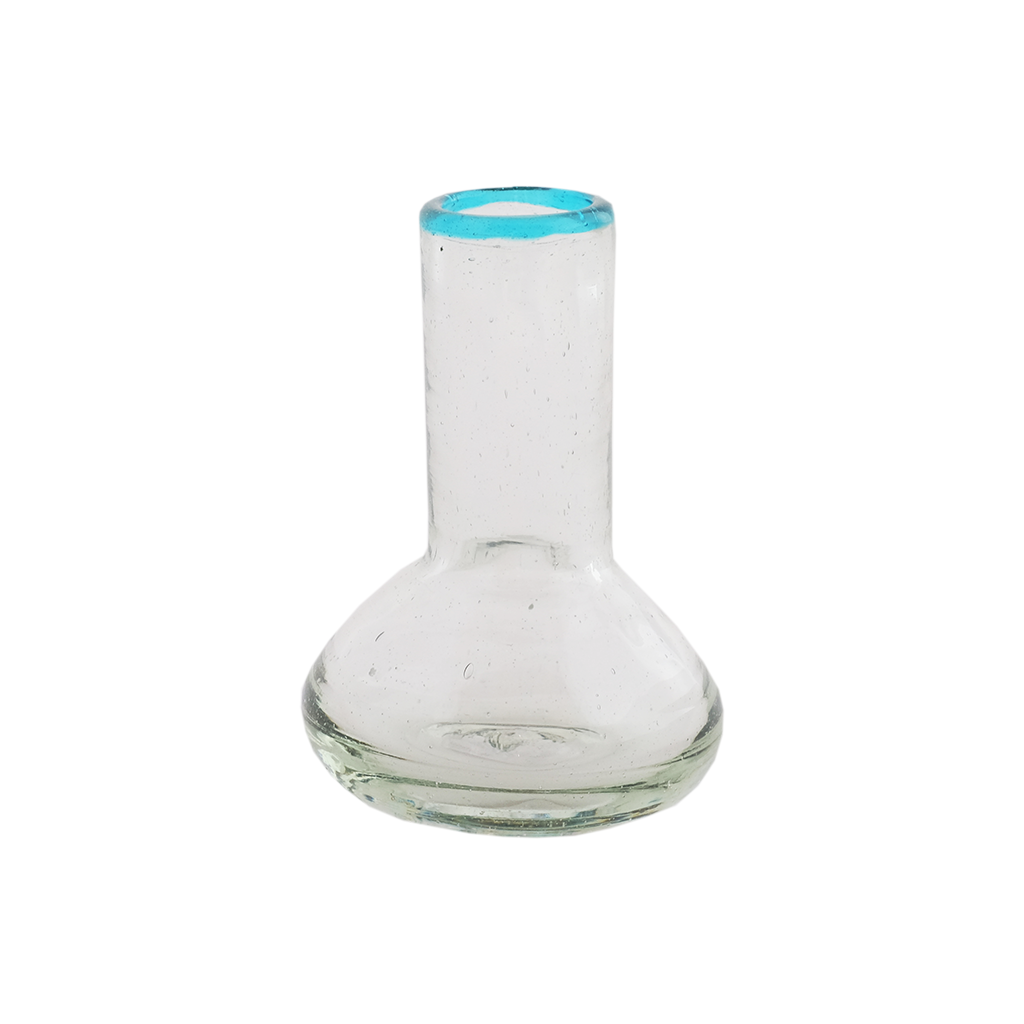 Small Aqua Rim Bulb Vase
