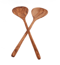 Load image into Gallery viewer, Olive Wood Simple Salad Servers
