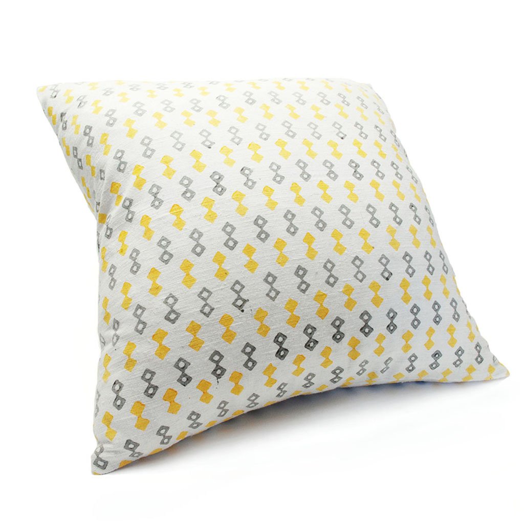 Yellow Diamond Silk Pillow Cover  (18