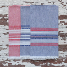 Load image into Gallery viewer, Blue with Red Chambray Towel
