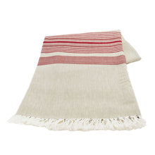 Load image into Gallery viewer, Wheat with Cranberry Stripes Tablecloth
